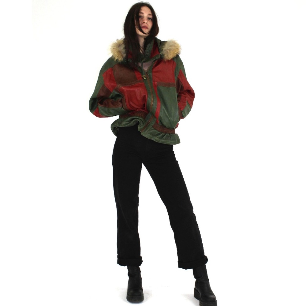 Vintage Patchwork Leather Parka Jacket - image 6